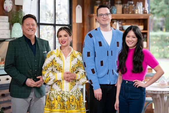 Darren Purchese (left), Rachel Khoo, Tom Walker and Natalie Tran in The Great Australian Bake Off.