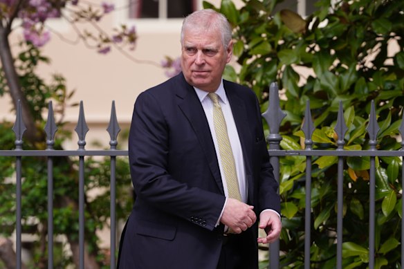 Prince Andrew, Duke of York, outside the church following the Easter service.