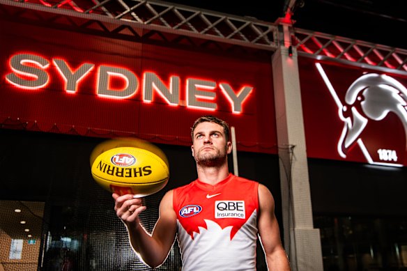 Tom Papley at the Sydney Swans HQ the Friday after beating the Brisbane Lions. 