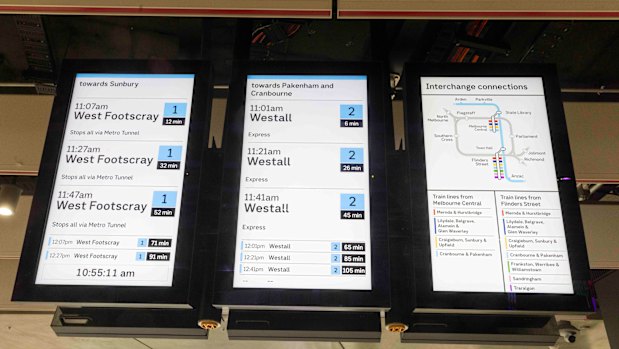 Passenger information displays at Anzac.  