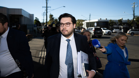 Bruce Lehrmann leaving the Magistrates Court in Toowoomba in June last year.