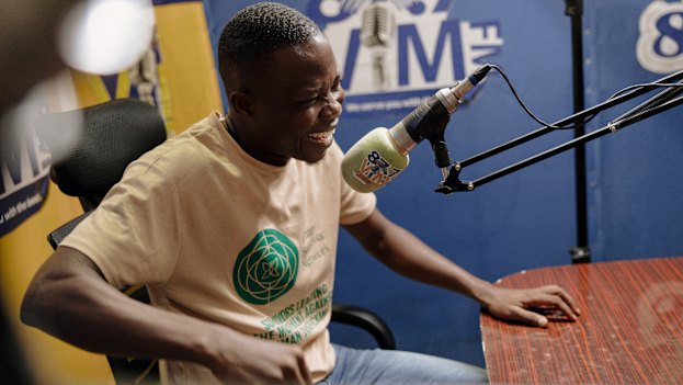 Jerry on community radio spreading his message of hope and education.
