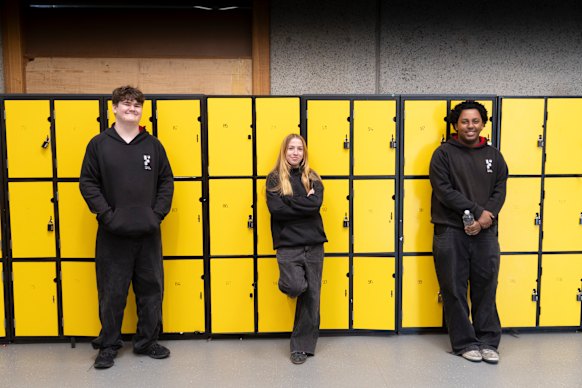 Footscray High School year 12 students (from left) Herbie Garock, Sylvie Ward and Noah Regassa.