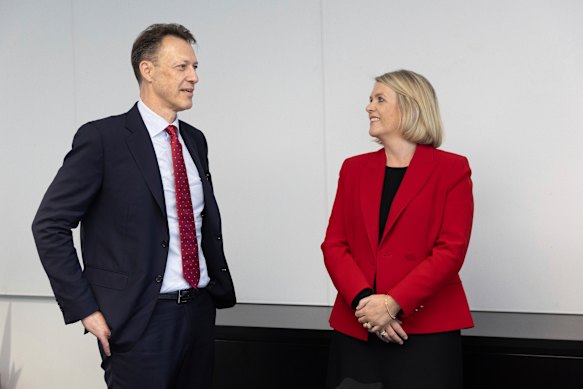 Visy chief Mark De Wit and Asahi group chief Amanda Sellers at the 2025 Recycling Roundtable.