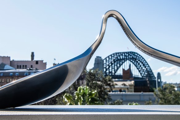 Spoon mimics bridge in Swallow’s mind-bending sculptural work.