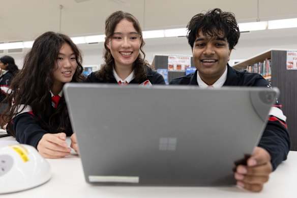 Students in the library. 