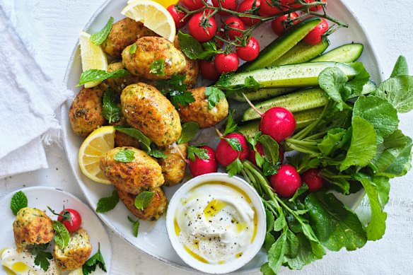 Chicken and potato kofte mezze.