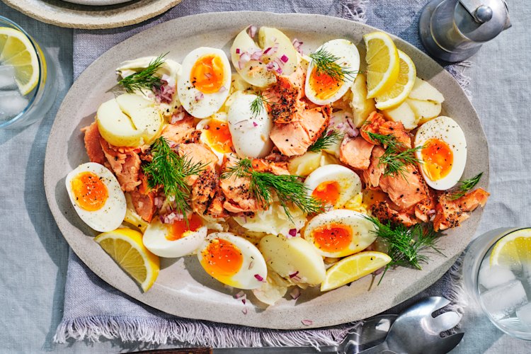 Eat more fish and protein - like this salmon and egg salad.