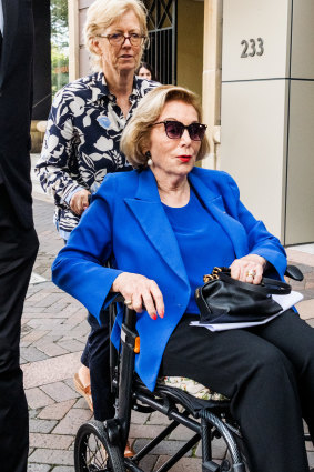 Ita Buttrose leaves court after giving evidence in the Lattouf case on February 11.