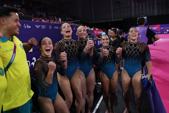 After a nervous wait, the Australian team find out they had earned enough points to win gold.