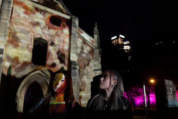 One of the churches caught Janie Barrett’s eye, with a pair of viewers in the foreground.