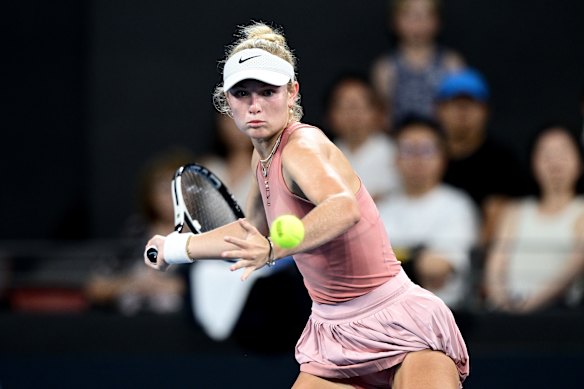 Emerson Jones in action at the Brisbane International.