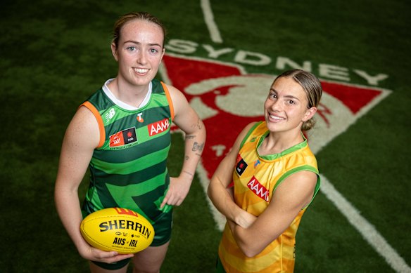 Swans pair Paris McCarthy (left) and Zippy Fish will square off in a historic clash between Ireland and Australia at North Sydney Oval on Saturday.