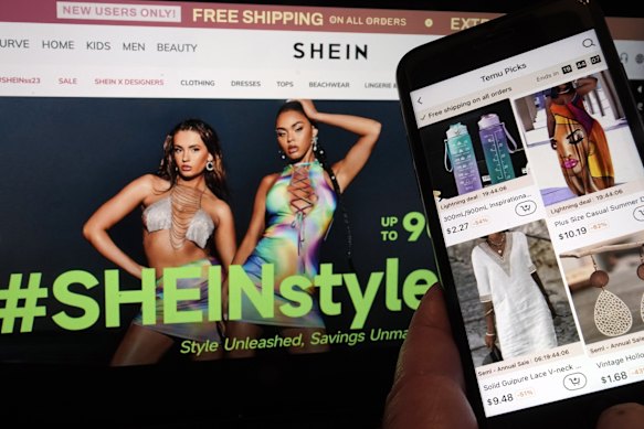 The Shein site, shown here, has drawn sanctions in France over claims it sold child-like sex dolls.