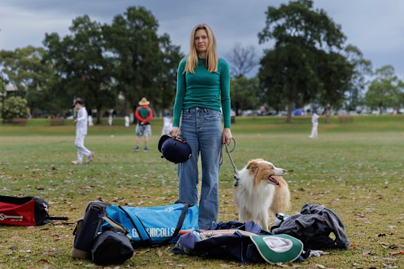 Mother Carla Lynan, with her dog, Rusty, said she wanted more information about last week’s tragedy so she could educate her three cricket-playing boys. 