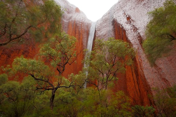 Uluru in  the rain.