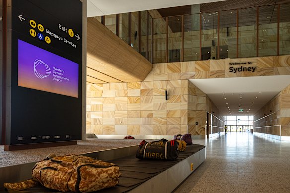 Bags move on a carousel at Western Sydney Airport’s terminal.