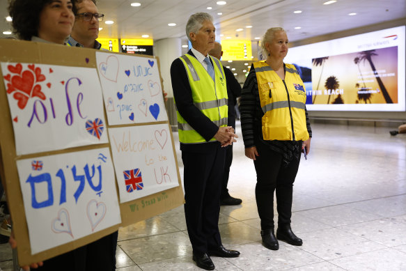 Stephen Smith waits for Australians to arrive in London from Tel Aviv.