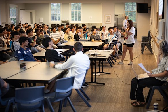 North Sydney Boys teacher Emma Dell had some wellbeing advice for students on the camp.