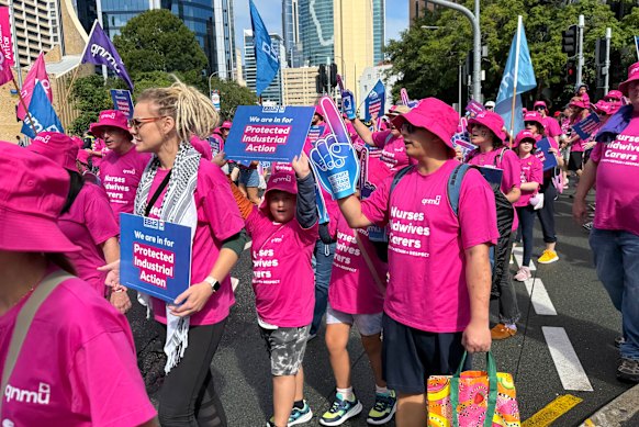 QNMU members at the Labor Day march in Brisbane.