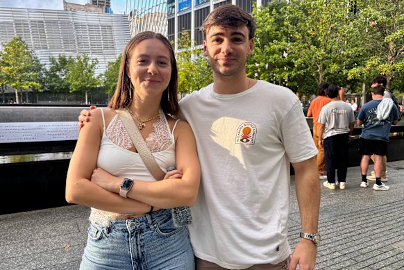 Maria Nieto, 23 and Enrique Subiran, 25 – both from Spain – at the September 11 memorial.