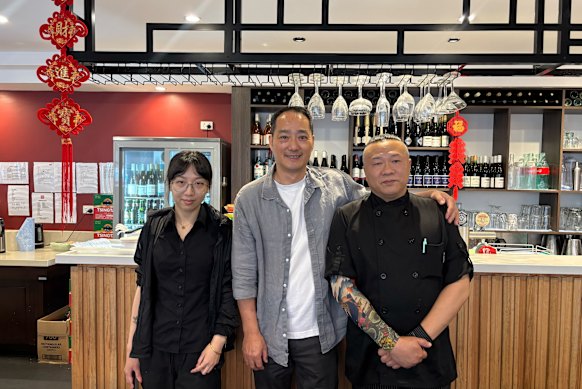 Shanghai Street venue manager Jessie Zhu with owner Sammy Shi and head chef Xioan Liao. 