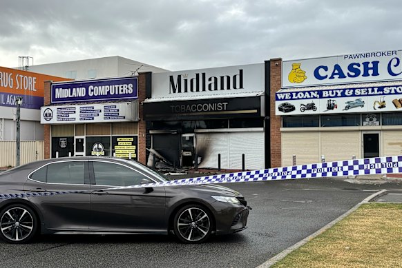 The fire at a Midland tobacco shop.