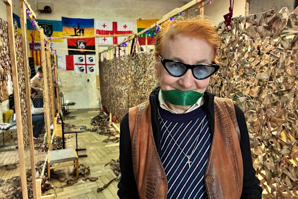 Retired teacher Nina Synyakivych  knows the camouflage nets made by her team of volunteers save lives. 