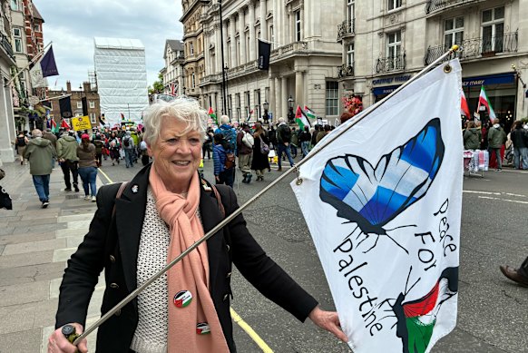 Pauline Mackay, from Scotland, was at the rally in to show support for Palestine.
