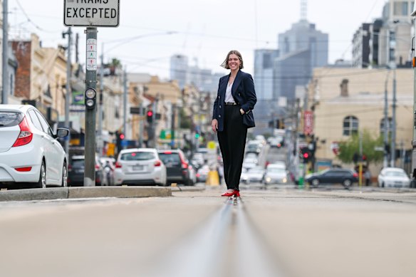 Richmond Labor candidate Sarah McKenzie at Bridge Road, Richmond.