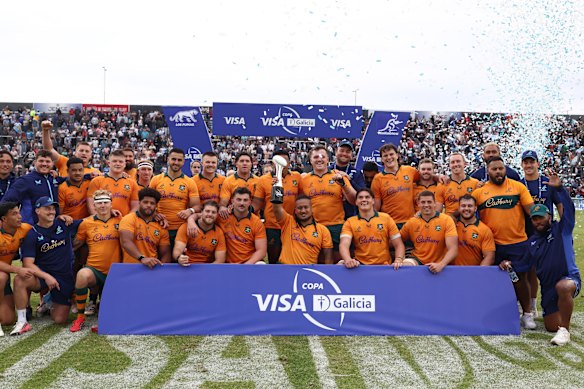 The Wallabies hung on to beat Argentina to make it four straight wins for the first time since 2021.,