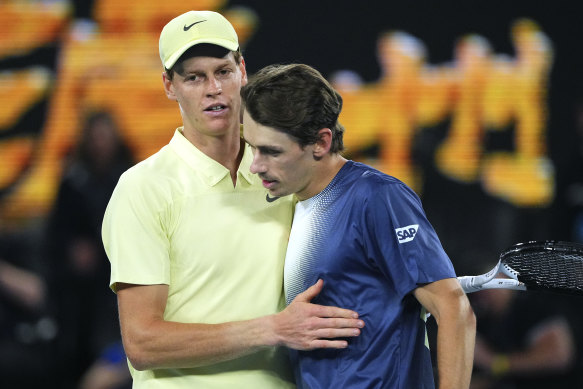 Jannik Sinner of Italy beat Alex de Minaur.
