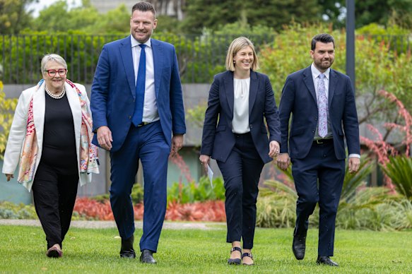 Jess Wilson with her new leadership team, Bev McArthur, Sam Groth and Evan Mulholland.