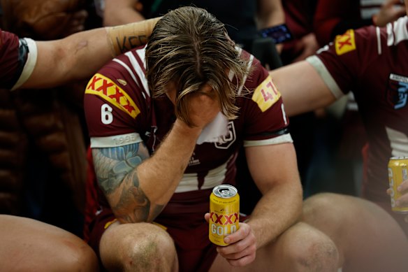 Cameron Munster in the sheds after leading his team to victory on Wednesday night.