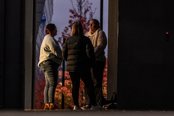 The “three mushkateers” arrive at dawn to beat the crowd looking for a seat in the Supreme Court trial.  