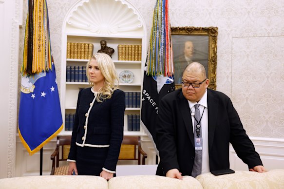Harp in the White House last year with communications director Steven Cheung.