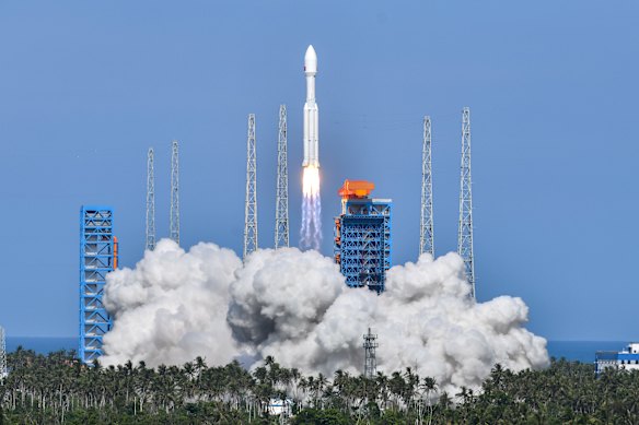 The Long March-8A carrier rocket lifting off from Hainan on Wednesday.