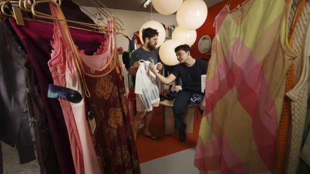 Greg Steele and Luca Davies at Lost and Found Market in Fitzroy, Melbourne.