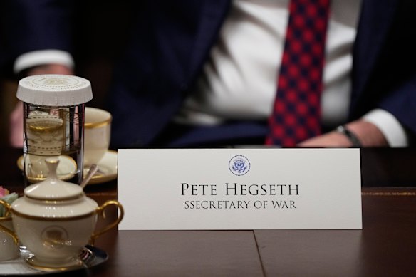 Hegseth’s name card for the cabinet meeting was misspelt.