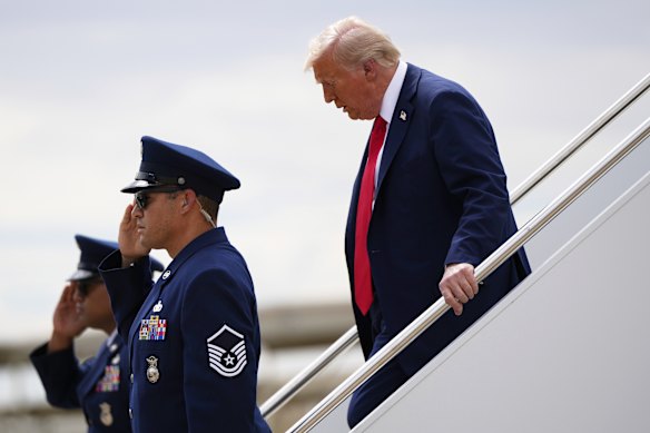 President Donald Trump flew in from Washington for the memorial.