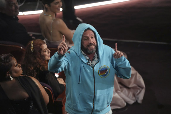 Adam Sandler in the audience during the Oscars.