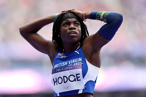 Adaejah Hodge competing at the Paris Olympics in 2024.