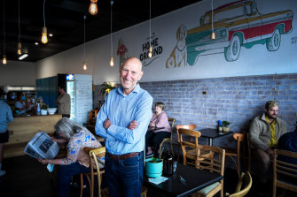 Peter Orton at Home Ground Cafe in Mornington where he is Director of Social Enterprise. 
