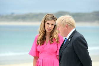Carrie and Boris Johnson during the G7 Summit In Carbis Bay, England in June.