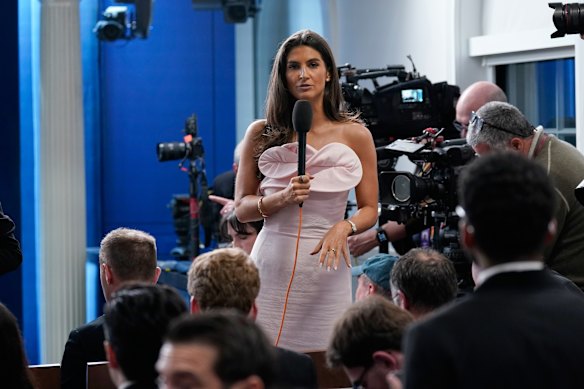 CNN’s Kaitlan Collins in the White House press briefing room.