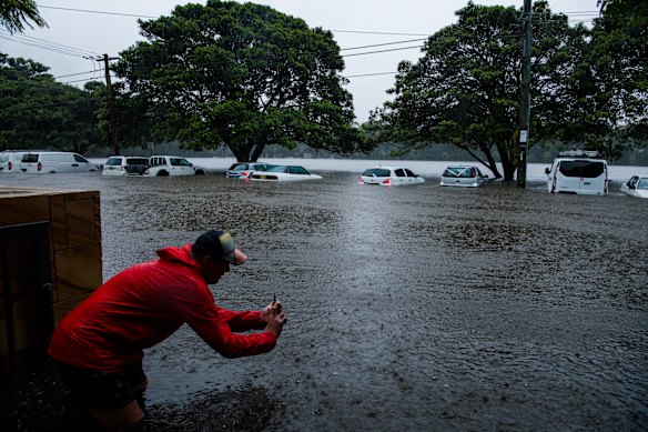 Flash flooding in Manly Vale in 2022.
