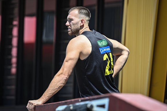 Noah Balta at Richmond training  last year.