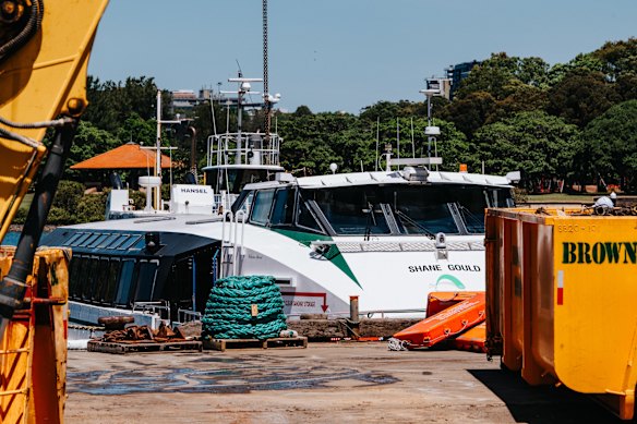 The Shane Gould awaits its fate at a berth in Rozelle Bay late last week.