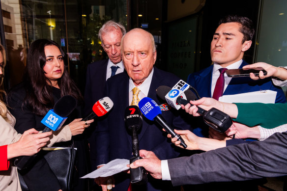 Former broadcaster Alan Jones leaves Sydney’s Downing Centre Local Court in December.