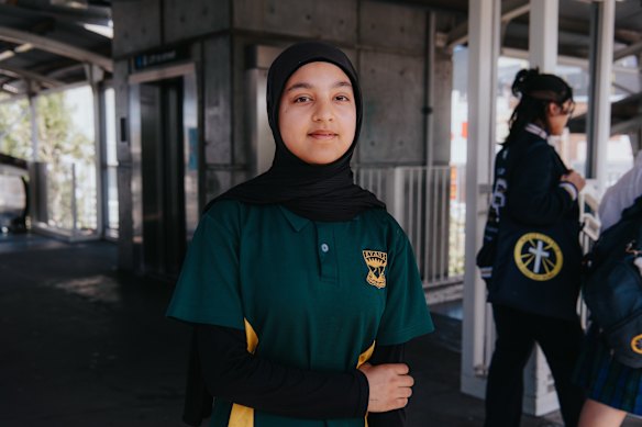 Fourteen-year-old Marhaba Rahmani, who migrated to Australia a year ago from Afghanistan and attends Evans Intensive English Centre, has never owned a phone or been on social media.